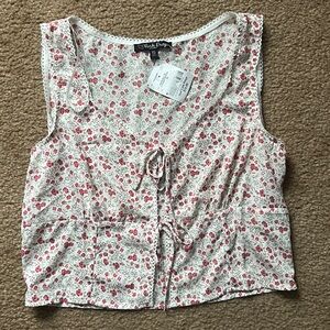 Red and White Floral Tank Top